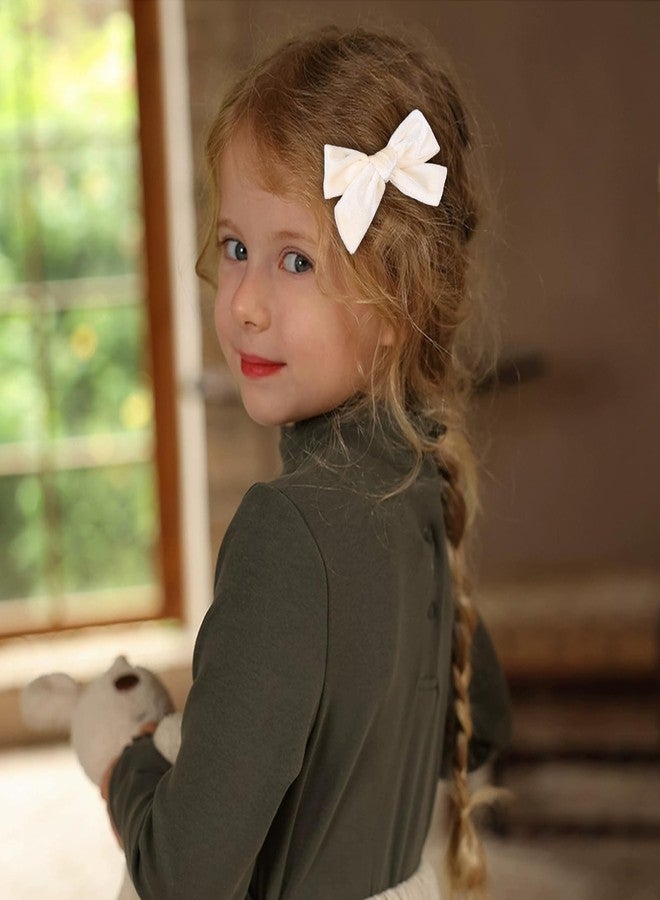 ميروكش مجموعة من 6 ربطات شعر مخملية بيضاء كريمية بأطوال 5 و3.5 و4 بوصات، ربطات شعر ناعمة بمشابك شعر، مناسبة للفتيات الصغيرات والمراهقات والفتيات الصغيرات والنساء، وإكسسوارات فساتين الزفاف والمناسبات الرسمية. - Image 5